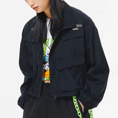 Li-ning Badfive Casual Stand Collar Loose Printing Jacket 'black'
