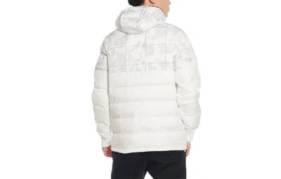 Nike Lebron Hybrid Stay Warm Plaid Hooded Half Zipper Pullover Down Jacket White