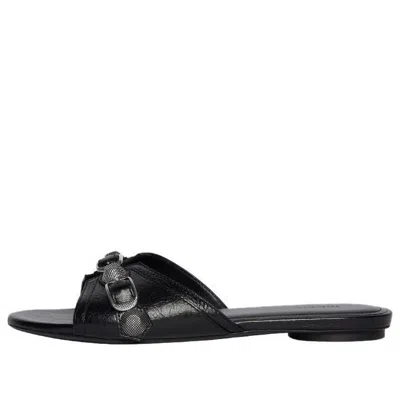 Balenciaga 10mm Cagole Leather Sandals In Black