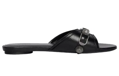 Balenciaga 10mm Cagole Leather Sandals In Black