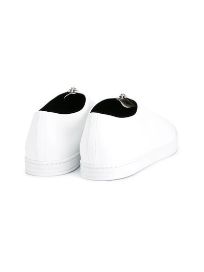 Shop Stella Mccartney Medusa Zip Loafers In White