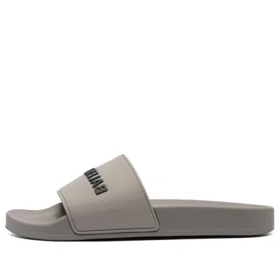 Balenciaga Raised-logo Slides In Gray