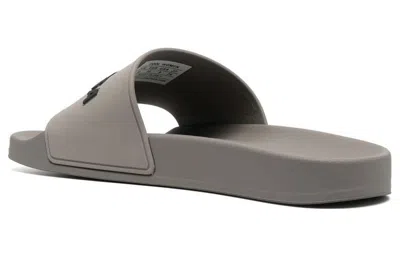 Balenciaga Raised-logo Slides In Gray