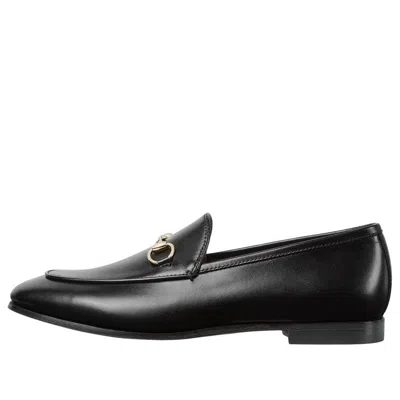 Gucci Women Black Calf Leather Moc Stitching Signature Horsebit Detail Almond Toe Slip-on Style Bran In Black