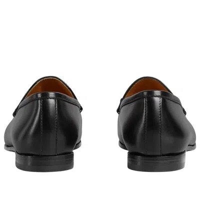 Gucci Women Black Calf Leather Moc Stitching Signature Horsebit Detail Almond Toe Slip-on Style Bran In Black