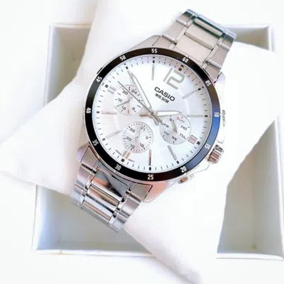 Casio Stainless Steel Waterproof For Men White Dial Mens White Analog