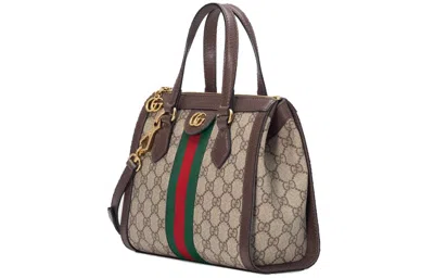 Gucci Ophidia Medium Top Handle Bag In Brown