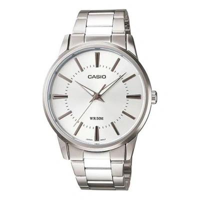Casio Waterproof Stainless Steel Strap Unisex Mens Silver Analog In Metallic