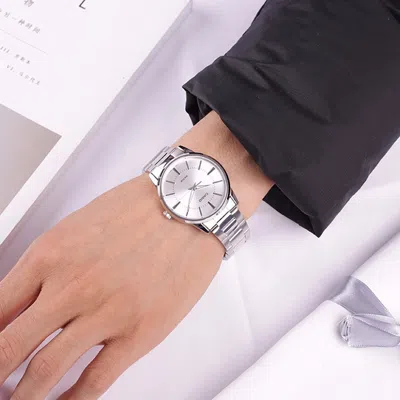 Casio Waterproof Stainless Steel Strap Unisex Mens Silver Analog In Metallic