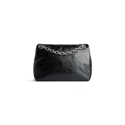 Balenciaga Monaco Mini Textured-leather Shoulder Bag In Black