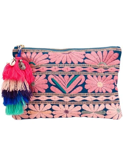 Figue Samoa Floral-embroidered Canvas Pouch In Multi Floral