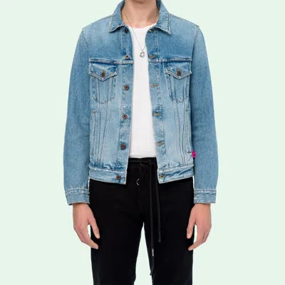 Off-white Spray Paint Graffiti Jacket Men Blue
