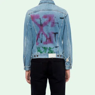 Off-white Spray Paint Graffiti Jacket Men Blue