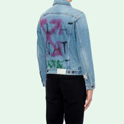 Off-white Spray Paint Graffiti Jacket Men Blue