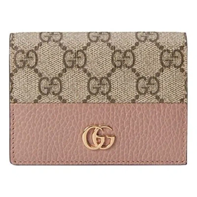 Gucci Gg Marmont Card Case Wallet In Nude
