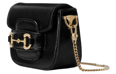 Gucci 1955 Horsebit Mini Grained-leather Shoulder Bag In Black