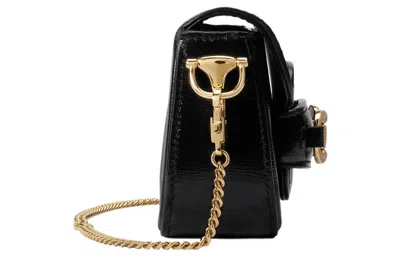 Gucci 1955 Horsebit Mini Grained-leather Shoulder Bag In Black