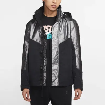 Nike Nsw Tech Pack Stay Warm Athleisure Casual Sports Windproof Waterproof Jacket Metallic Silver Go In Black
