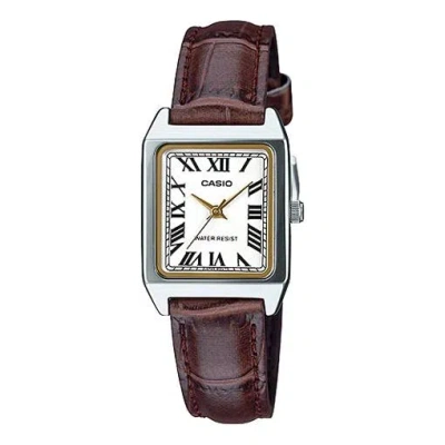 Casio Dress Series Dial Brown Belt Quartz Whitedial Plate Whitebrown Analog