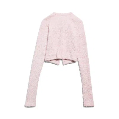 Balenciaga Pink Cotton Blend Tweed Cropped Cardigan