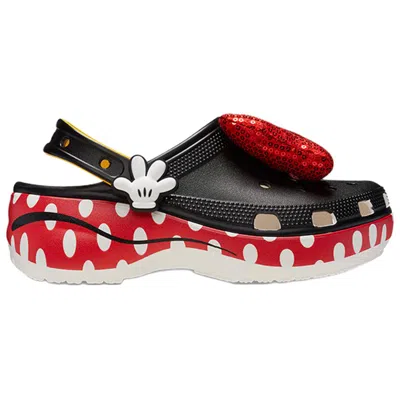 Crocs X Disney Minnie Mouse Classic Platform Clog Mules In Black