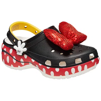Crocs X Disney Minnie Mouse Classic Platform Clog Mules In Black