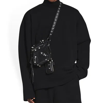 Balenciaga Black Leather Le Cagole Men Crossbody Bag