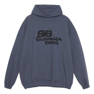 Balenciaga Hand-drawn Bb Icon Hoodie Large Fit 'blue'