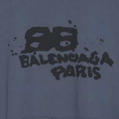 Balenciaga Hand-drawn Bb Icon Hoodie Large Fit 'blue'