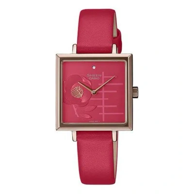 Casio Sheen Classic Cube Analog Watch 'red Gold' In Pink