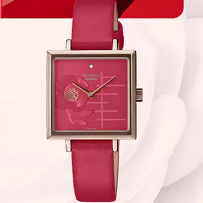 Casio Sheen Classic Cube Analog Watch 'red Gold' In Pink