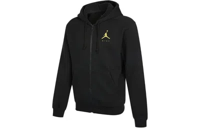 Air Jordan Men's  Logo Casual Fleece Lined Hooded Thicken Sports Long Sleeves Black Jacket