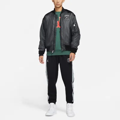 Air Jordan Men's  Paris Saint-germain Ma-1 Casual Sports Alphabet Solid Color Padded Clothes Black