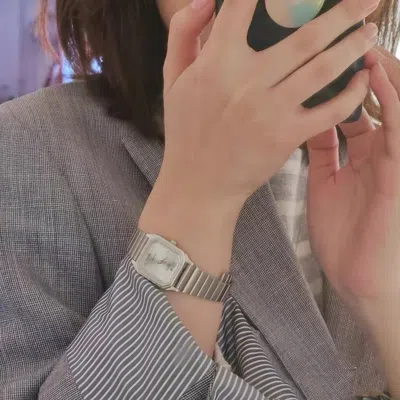 Casio Caiso  Pearl White Waterproof Quartz Watch 23mm Stainless Steel Strap