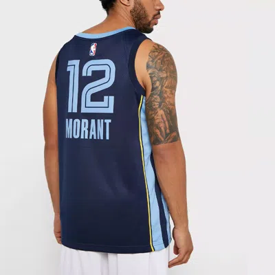 Nike Nba Team Limited Jersey Sw Fan Edition Gray Memphis Grizzlies Morant No. 12 Navy Blue Dark Blue In Black