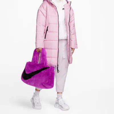 Nike Nsw Faux Fur Tote Bag 'vivid Purple Black' In Multi