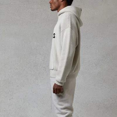 Essentials Fear Of God  Fw20 Knit Logo Hoodie 'oatmeal' In White