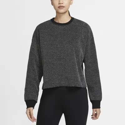 Nike (wmns)  As Yoga Stmt Cln Cover Up Round-neck Swea Black In Gray