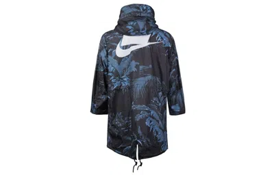 Nike Aop Printed Hooded Parka Coat 'blue Black'