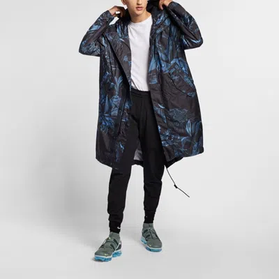 Nike Aop Printed Hooded Parka Coat 'blue Black'
