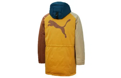 Puma Retro Block Down Jacket 'blue Yellow Brown' In Multi