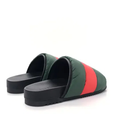Gucci Web Stripe Padded Slides In Green