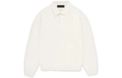 Essentials Fear Of God  Fw23 Knit Polo 'cloud Dancer' In White