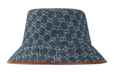 Gucci Women Blue Bucket Hat In Gg Canvas Woman