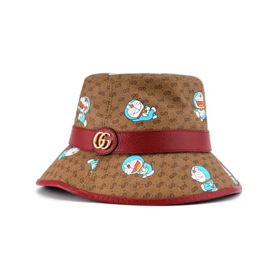 Gucci X Doraemon Bucket Hat 'cherry Monogram' In Brown