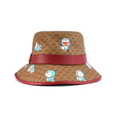 Gucci X Doraemon Bucket Hat 'cherry Monogram' In Brown