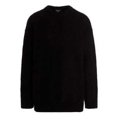 Balenciaga Allover Jacquard Knit Sweater In Black