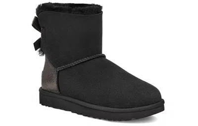 Ugg Mini Bailey Bow "black" Ankle Boots In Black