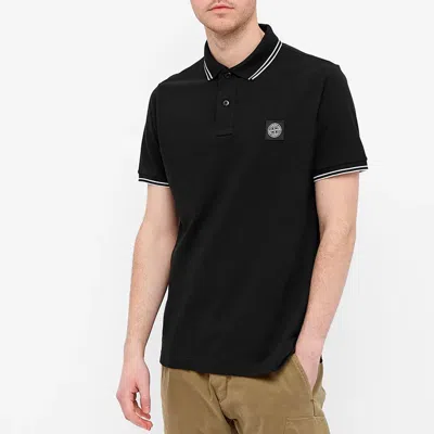 Stone Island Short Sleeve Slim Polo In Blue