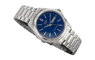 Casio Waterproof Stainless Steel Strap Blue Dial Mens Blue Analog In Silver